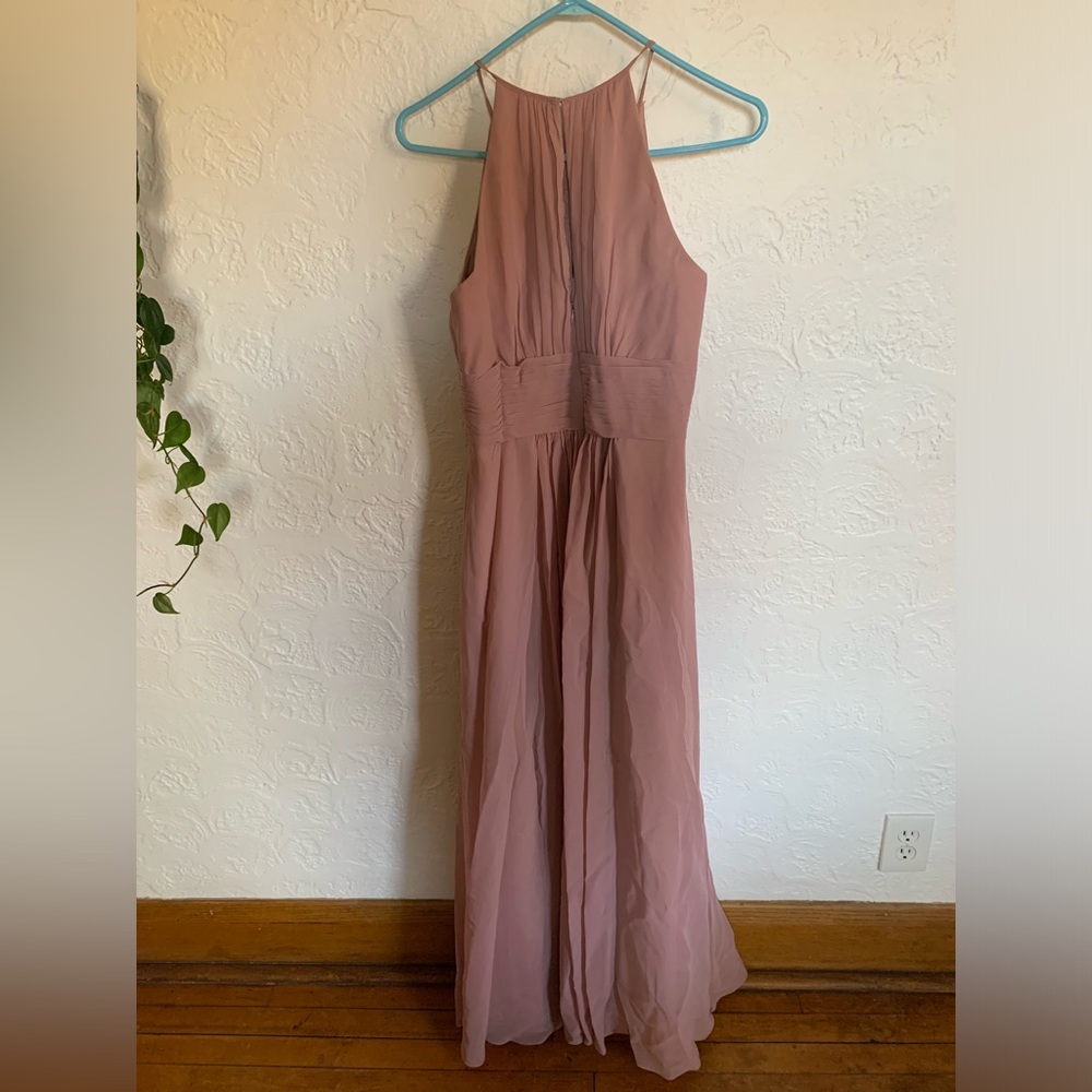 Azazie Bonnie Dusty Rose Size 8 Long Bridesmaid Dress